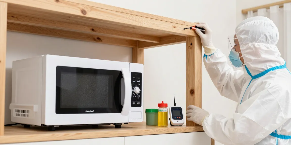 Traitement anti-insectes Shashel® dans un cadre professionnel, technicien inspectant les poutres en bois.